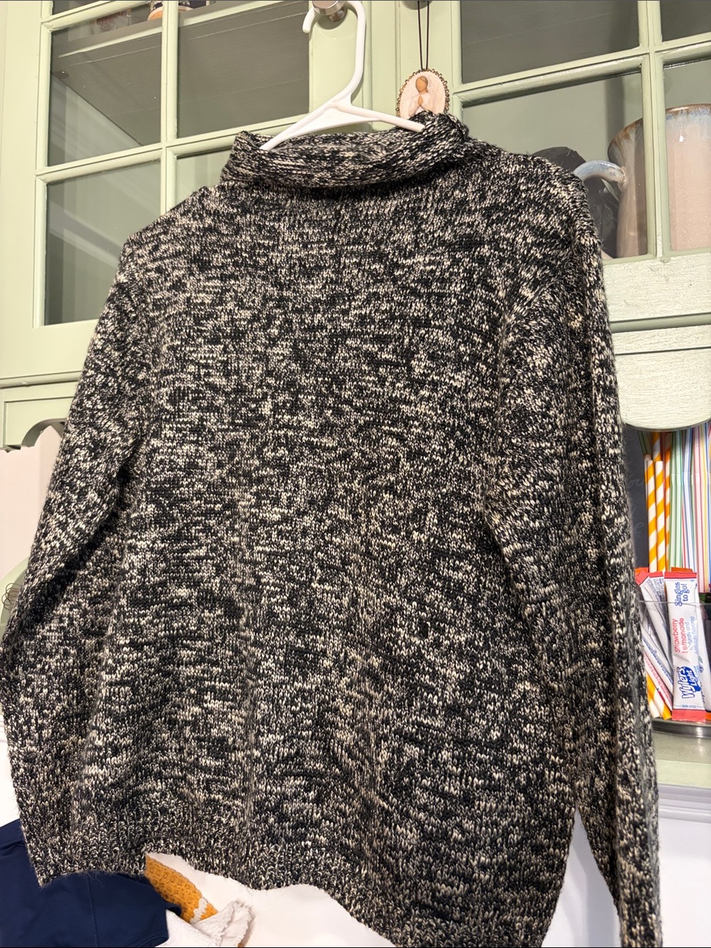 Norton McNaughton Black & White Marled Cowl-Neck Sweater
